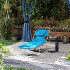 Folding Lounge Chair with Face Hole, Side Pocket and Strap, Blue