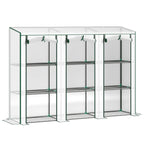 Lean-to Greenhouse 84.6" x 18.1" x 56.7" with 3 Shelves & 3 Rollup Doors, White