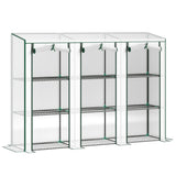 Lean-to Greenhouse 84.6" x 18.1" x 56.7" with 3 Shelves & 3 Rollup Doors, White
