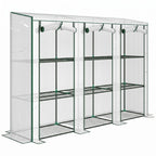 Lean-to Greenhouse 84.6" x 18.1" x 56.7" with 3 Shelves & 3 Rollup Doors, White