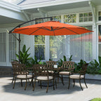 3 m Banana Parasol with Crank Handle, 8 Ribs & Cross Base, Orange