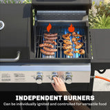2+1 Burner Hybrid Dual Fuel BBQ Grill with Cabinet, Black