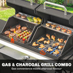 2+1 Burner Hybrid Dual Fuel BBQ Grill with Cabinet, Black