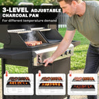 2+1 Burner Hybrid Dual Fuel BBQ Grill with Cabinet, Black