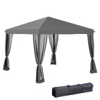 10' x 10' Pop Up Canopy Tent with Mesh Sidewalls and Carry Bag, Light Grey