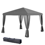 10' x 10' Pop Up Canopy Tent with Mesh Sidewalls and Carry Bag, Light Grey