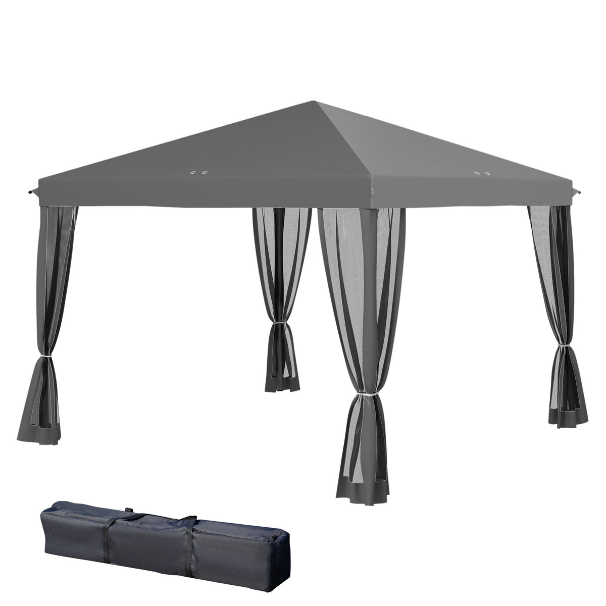 10' x 10' Pop Up Canopy Tent with Mesh Sidewalls and Carry Bag, Light Grey