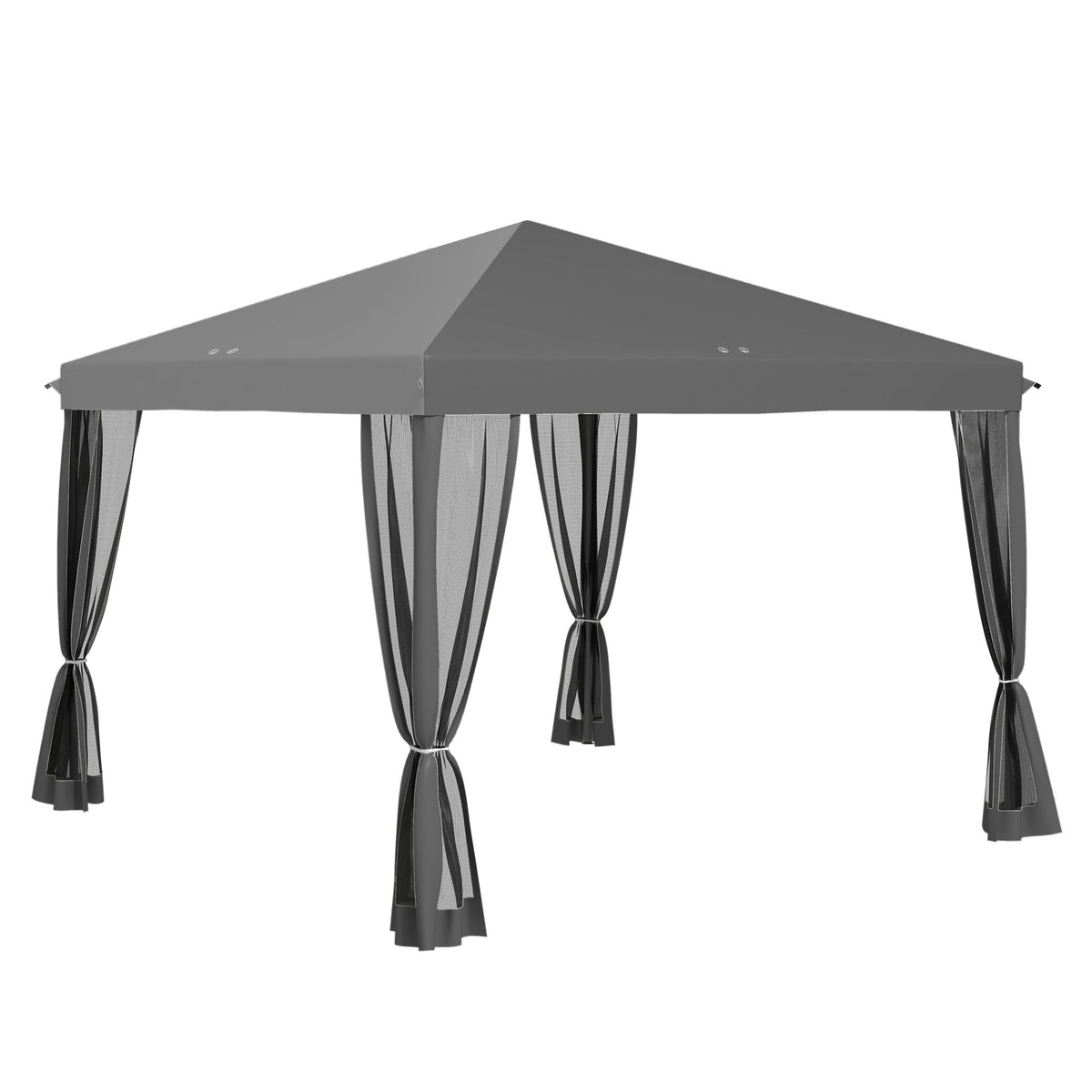10' x 10' Pop Up Canopy Tent with Mesh Sidewalls and Carry Bag, Light Grey