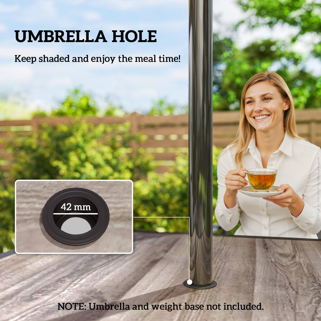 37" Square Outdoor Dining Table with Umbrella Hole, Gray