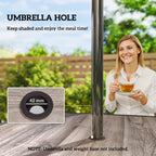 37" Square Outdoor Dining Table with Umbrella Hole, Gray