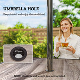 37" Square Outdoor Dining Table with Umbrella Hole, Gray