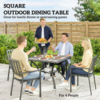 37" Square Outdoor Dining Table with Umbrella Hole, Gray