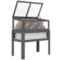 Raised Garden Bed with Flip-Up Greenhouse Top and Legs, Gray