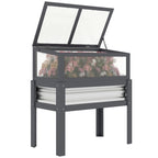 Raised Garden Bed with Flip-Up Greenhouse Top and Legs, Gray