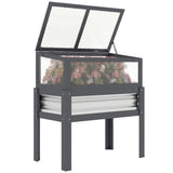 Raised Garden Bed with Flip-Up Greenhouse Top and Legs, Gray