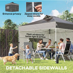 10 x 10 ft Pop-Up Canopy Tent with 4 Sidewalls and Wheeled Bag, Dark Grey