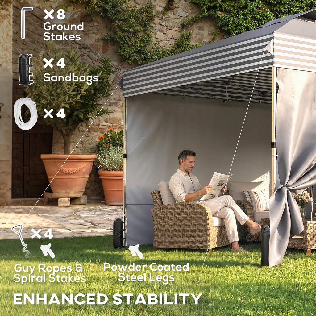 10 x 10 ft Pop-Up Canopy Tent with 4 Sidewalls and Wheeled Bag, Dark Grey