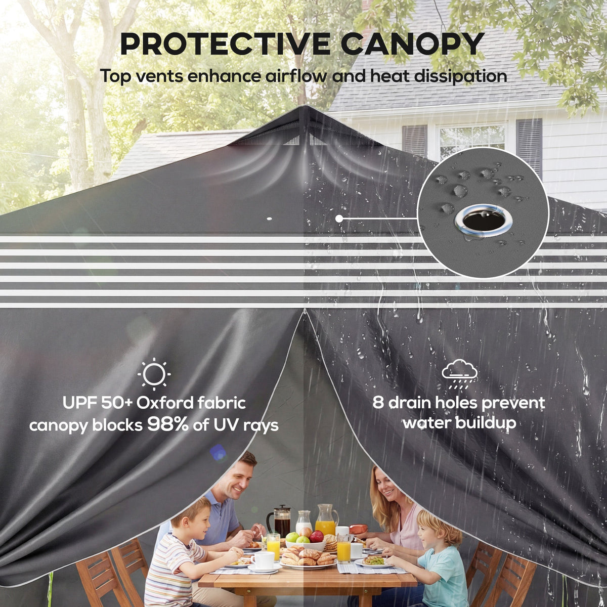 10 x 10 ft Pop-Up Canopy Tent with 4 Sidewalls and Wheeled Bag, Dark Grey