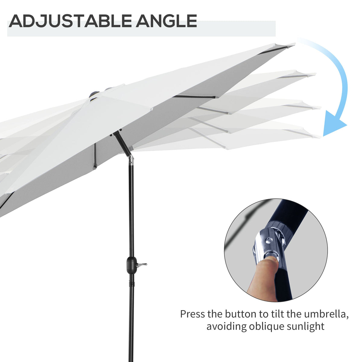 10' x 8' Round Market Umbrella with Crank and Tilt, White