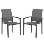 Set of 2 Stackable Patio Dining Chairs with Mesh Seat, Dark Grey