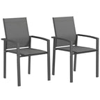 Set of 2 Stackable Patio Dining Chairs with Mesh Seat, Dark Grey