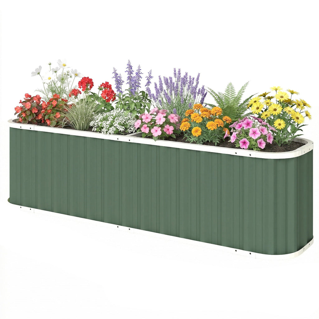 7' x 2' x 2' Galvanized Raised Garden Bed with Gloves, Light Green
