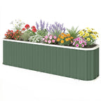 7' x 2' x 2' Galvanized Raised Garden Bed with Gloves, Light Green