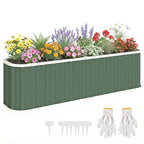 7' x 2' x 2' Galvanized Raised Garden Bed with Gloves, Light Green
