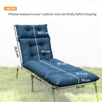 190x56x10cm Sun Lounger Cushions Set of 2 with 6 Ties, Thick 220gsm, Navy Blue