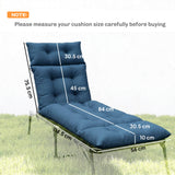 190x56x10cm Sun Lounger Cushions Set of 2 with 6 Ties, Thick 220gsm, Navy Blue