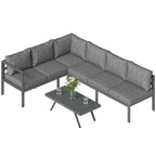 3 Piece Aluminium Corner Lounge Set with Adjustable Backrest, Dark Grey