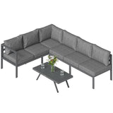 3 Piece Aluminium Corner Lounge Set with Adjustable Backrest, Dark Grey