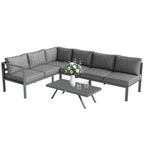 3 Piece Aluminium Corner Lounge Set with Adjustable Backrest, Dark Grey