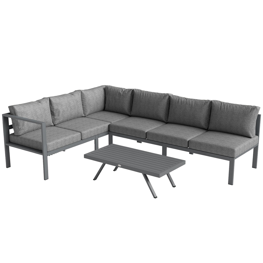 3 Piece Aluminium Corner Lounge Set with Adjustable Backrest, Dark Grey