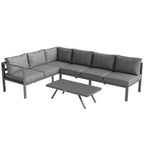 3 Piece Aluminium Corner Lounge Set with Adjustable Backrest, Dark Grey
