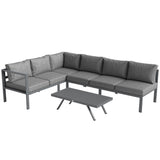 3 Piece Aluminium Corner Lounge Set with Adjustable Backrest, Dark Grey