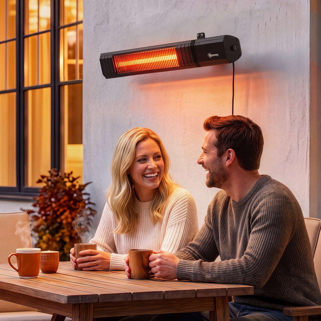 2000W Infrared Wall-Mount Heater with APP, Touch & Remote, IP65, 9 Levels, Black