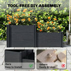 3-Tier Vinyl Raised Garden Bed with Open Bottom, Grey Wood Effect