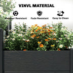 3-Tier Vinyl Raised Garden Bed with Open Bottom, Grey Wood Effect