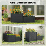 3-Tier Vinyl Raised Garden Bed with Open Bottom, Grey Wood Effect