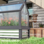 35.5" x 22.5" x 38.25" Raised Garden Bed Greenhouse, Gray