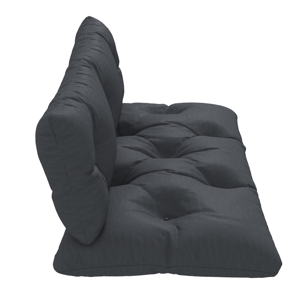 2-Seater Outdoor Seat & Back Cushions, 6" Thick for Pallet Loveseat, Dark Grey