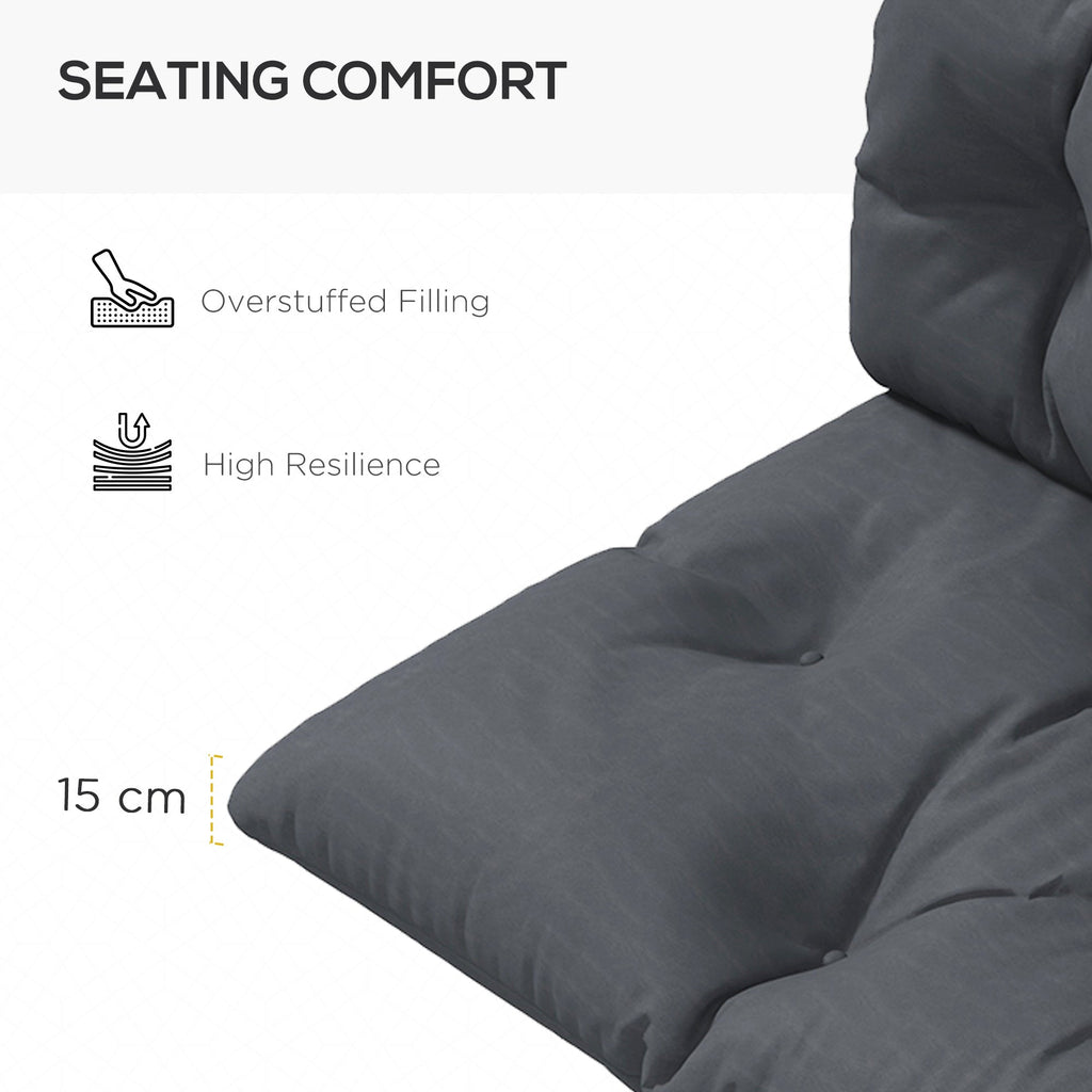 2-Seater Outdoor Seat & Back Cushions, 6" Thick for Pallet Loveseat, Dark Grey