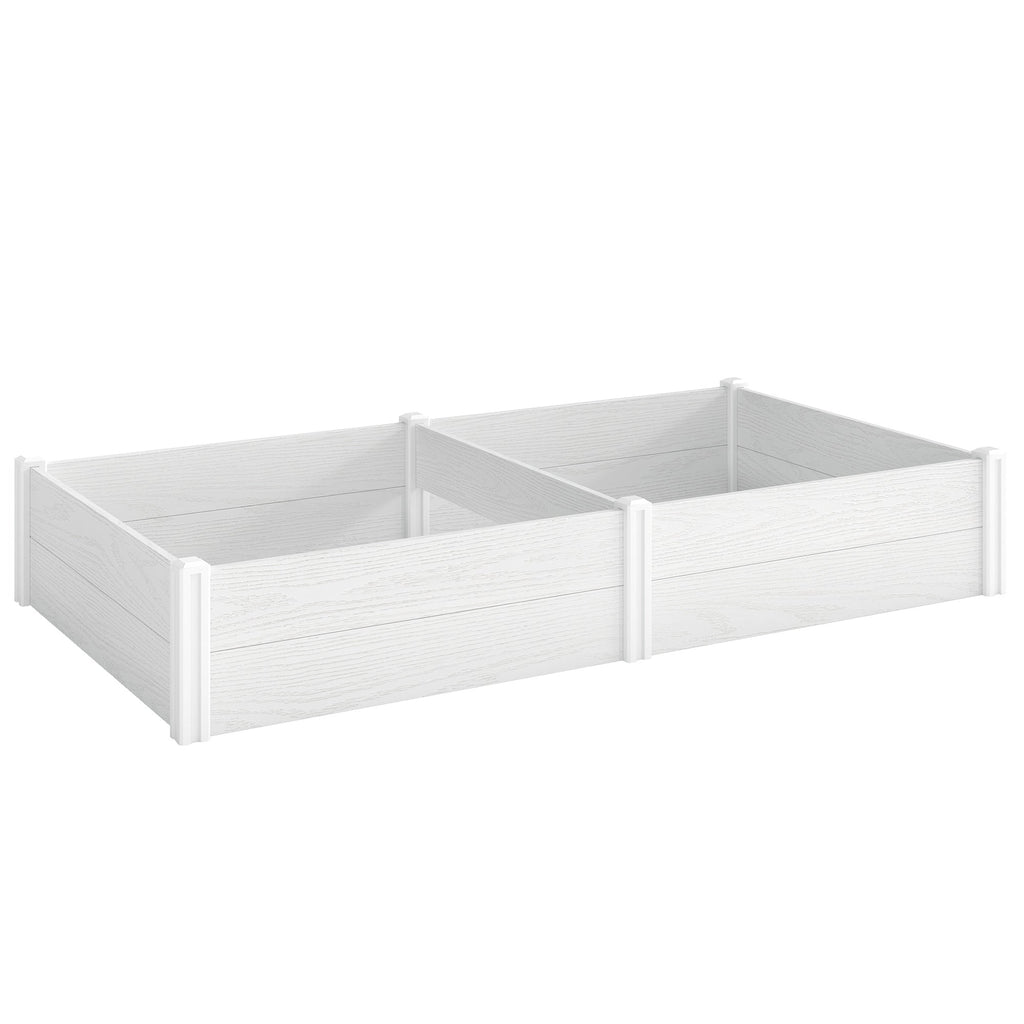 6.5 x 3 x 1ft Vinyl Raised Garden Bed with Divider, White