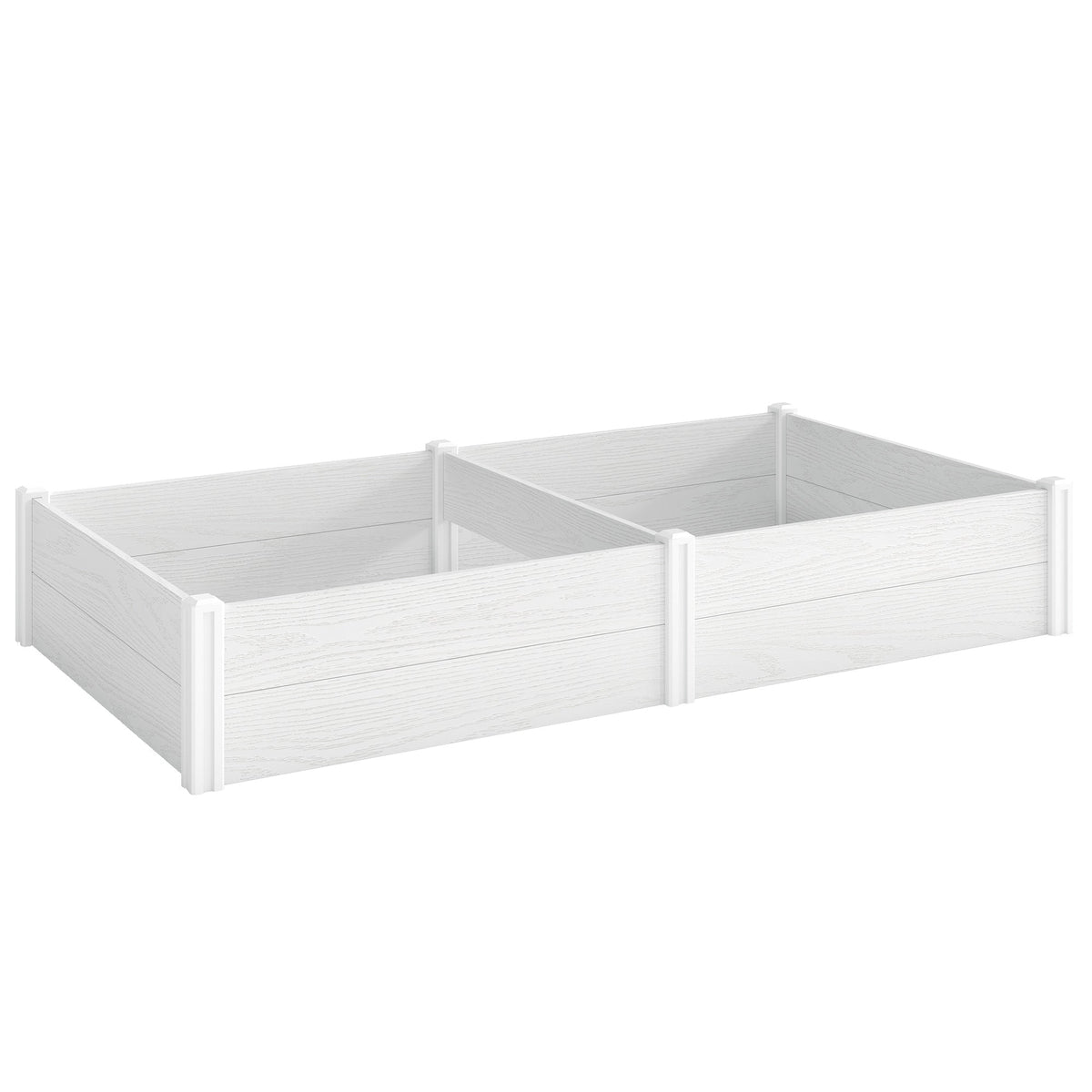 6.5 x 3 x 1ft Vinyl Raised Garden Bed with Divider, White