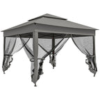 11' x 11' Pop-Up Canopy with 2-Tier Soft Top and Zipper Netting, Dark Grey