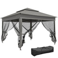 11' x 11' Pop-Up Canopy with 2-Tier Soft Top and Zipper Netting, Dark Grey