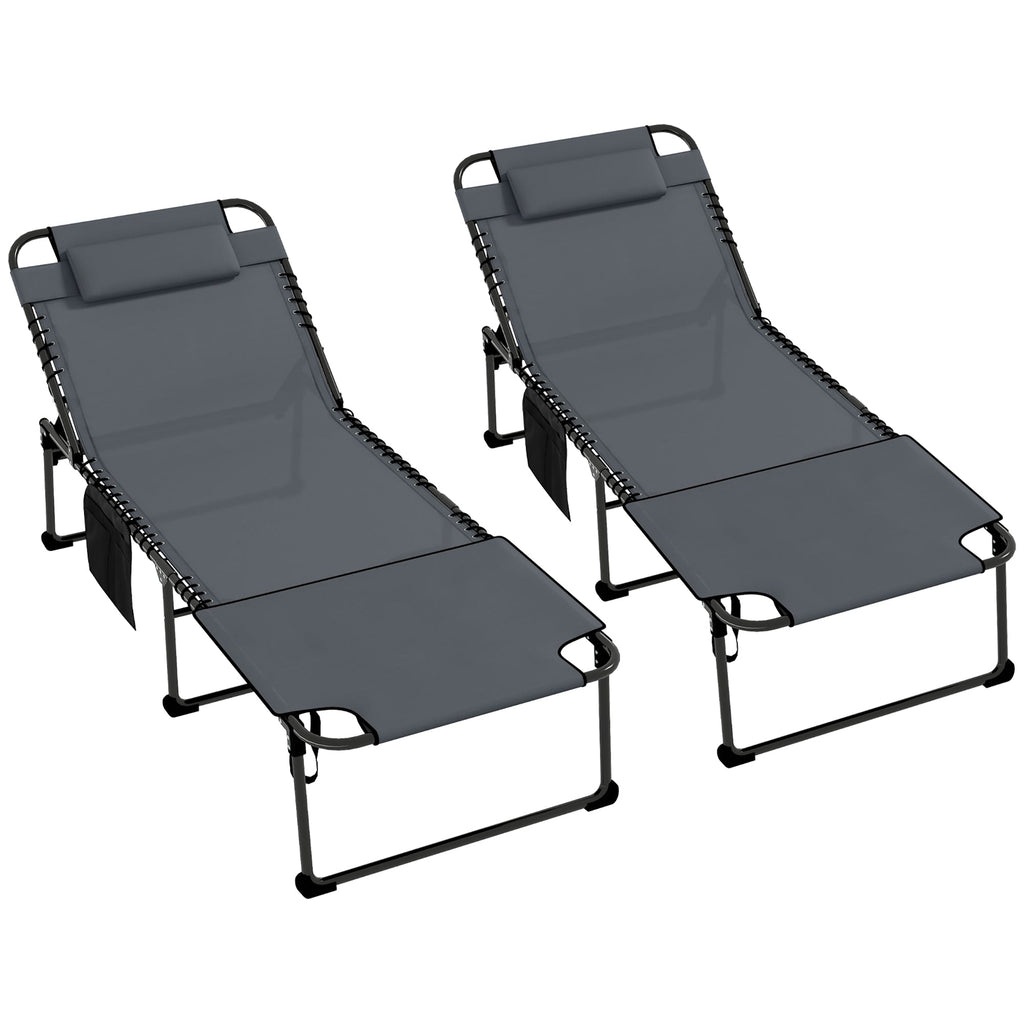 2-Piece Folding Chaise Lounge with Face Hole, Gray