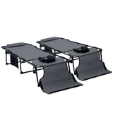 2-Piece Folding Chaise Lounge with Face Hole, Gray