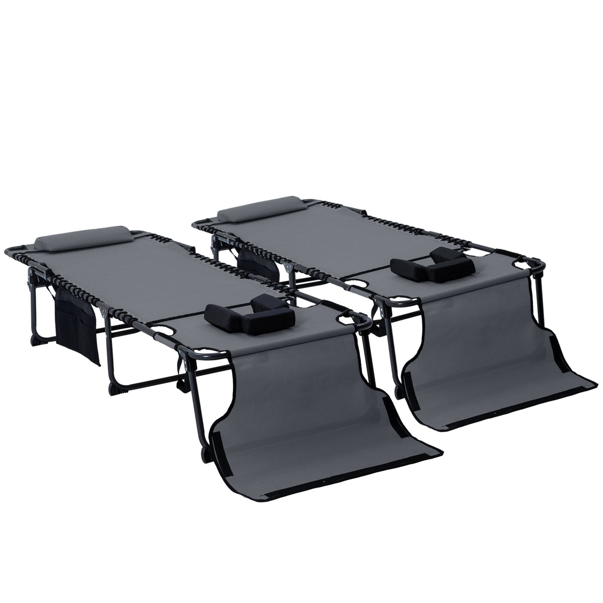 2-Piece Folding Chaise Lounge with Face Hole, Gray